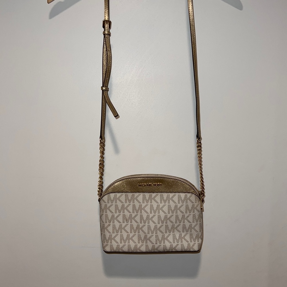 White and gold Michael Kors cross body purse